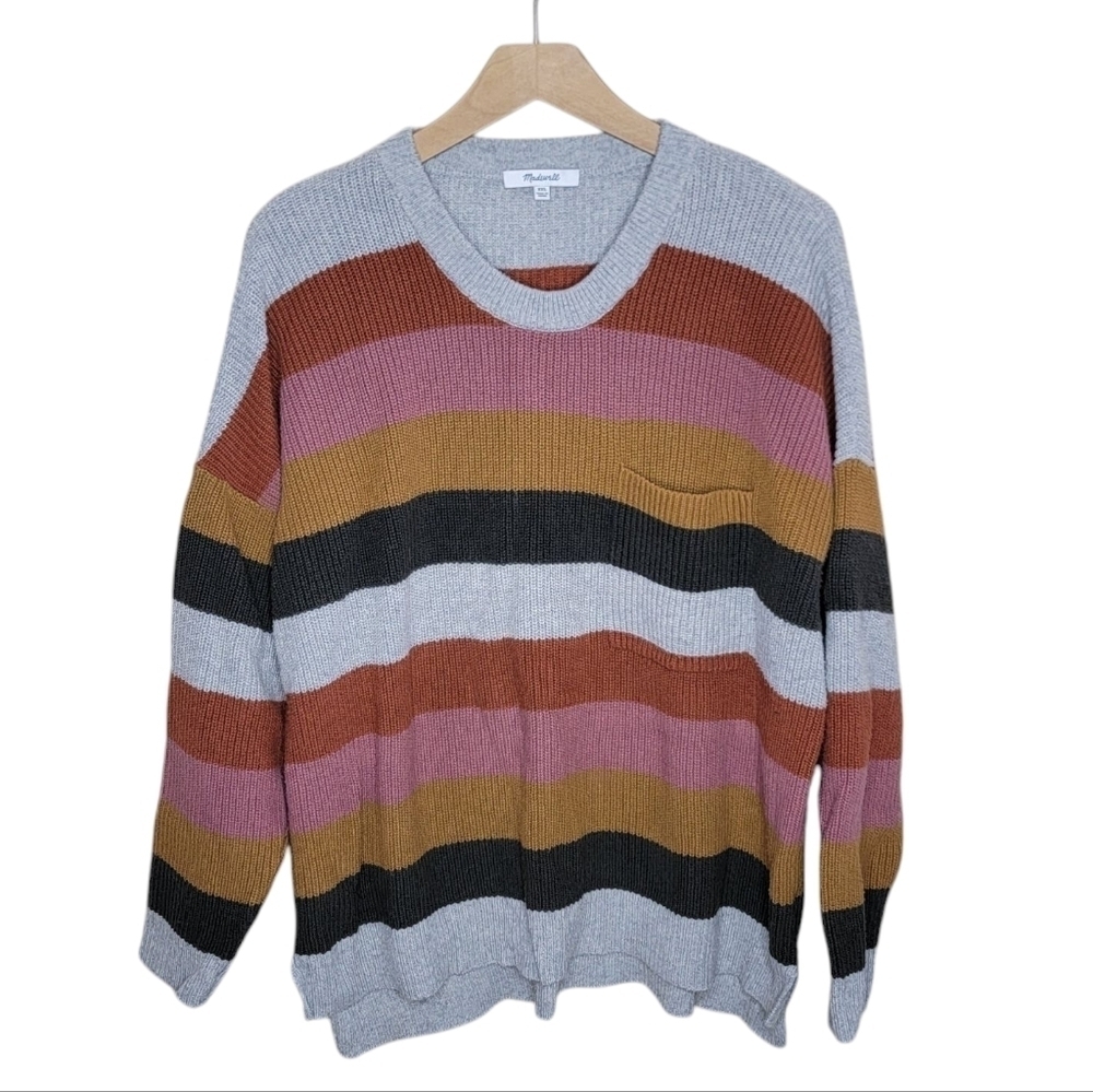Madewell Autumnal Striped Thompson Pocket Pullover Size XXL